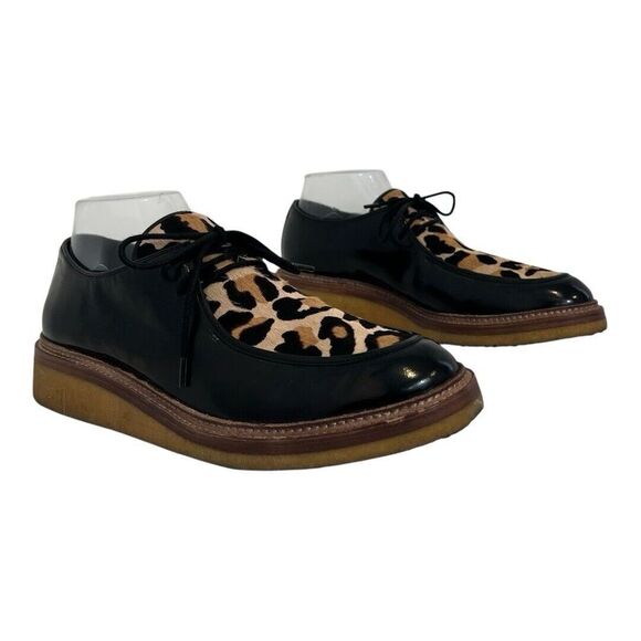 Pour La Victoire Womens Size 9.5 Jessa Genuine Calf Hair Patent Derby Flatform - Picture 1 of 9